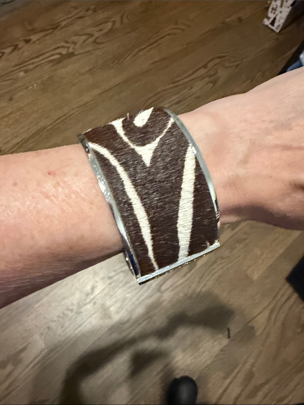 Vince Camuto Brown & Cream Faux Fur Silver Bracelet